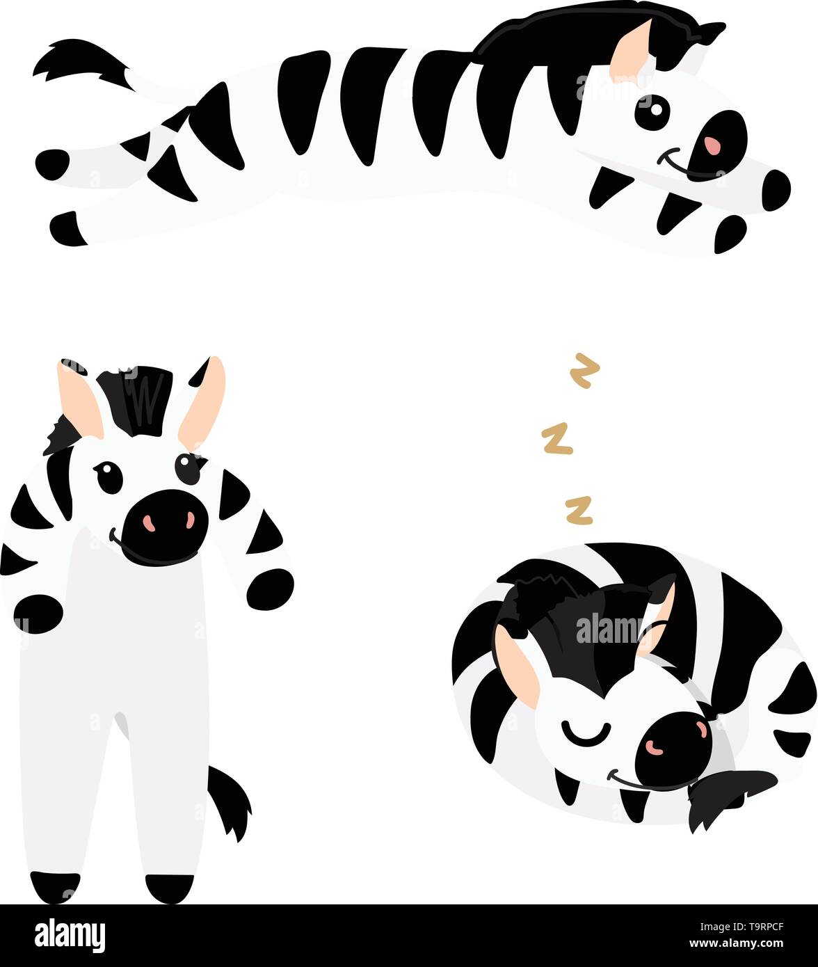 Vektor Flachbild cartoon animal Clipart lustig Zebras Stock Vektor