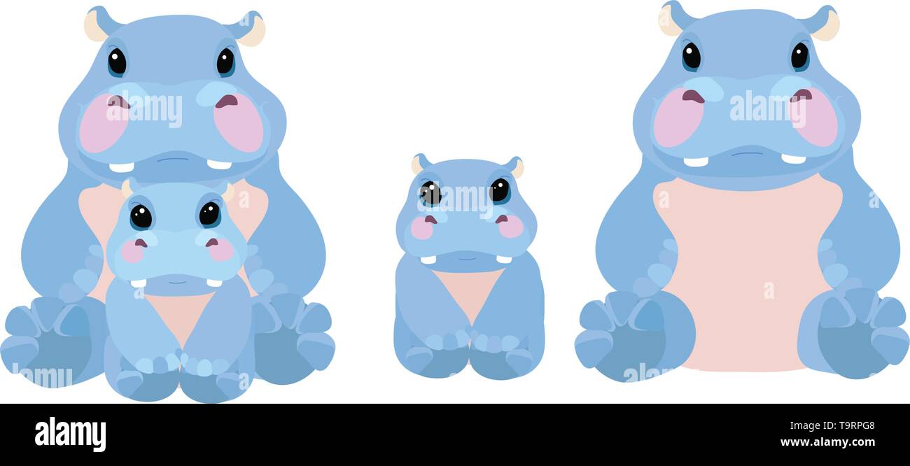 Vektor Flachbild Cartoon Animal Clipart Hippo Fluss Pferd Stock Vektorgrafik Alamy