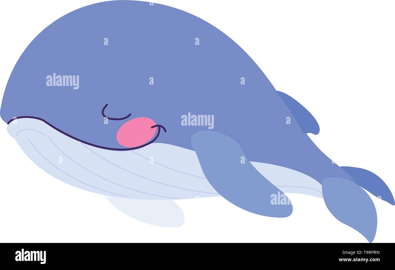 Vektor Flachbild cartoon Tier clip art schlafen Blauwal Stock Vektor