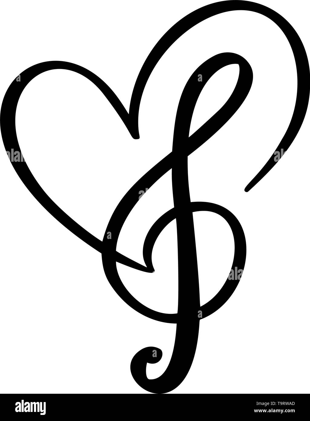 Musik Schlussel Und Herzen Abstrakt Hand Gezeichnet Vektor Logo Und Symbol Musikalisches Thema Flache Design Vorlage Auf Weissem Hintergrund Stock Vektorgrafik Alamy