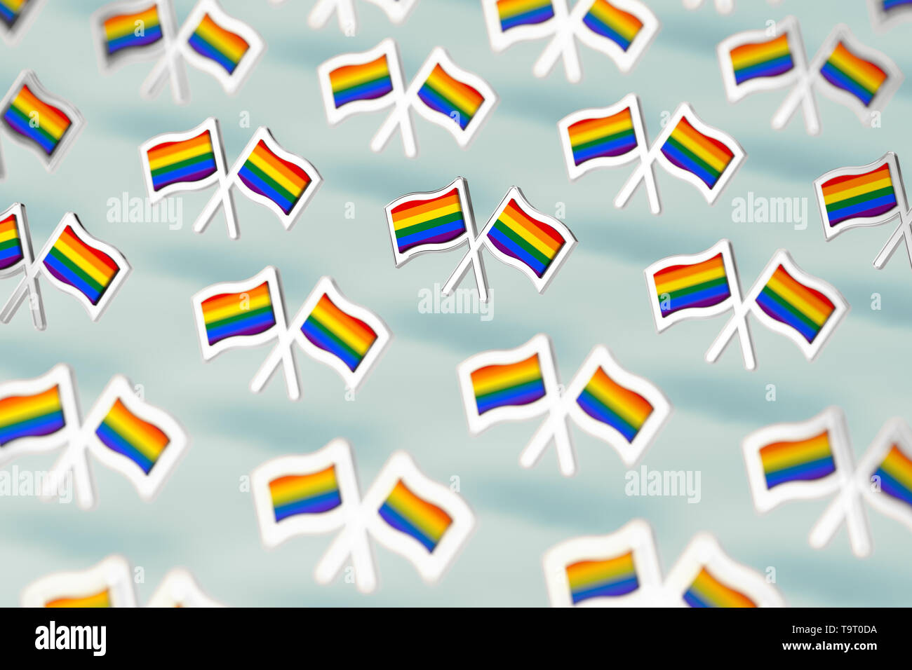 Flache Dof Fokus Auf Rainbow Lgbtq Flaggen Muster Gay Pride Monat Symbol Konzept Auf Pastellgrun Hintergrund Isoliert 3d Rendering Stockfotografie Alamy