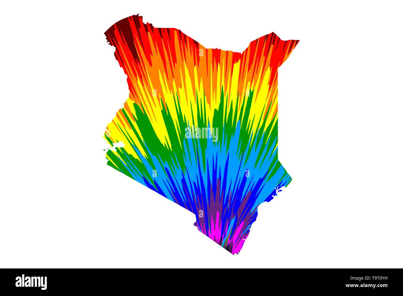 Kenia - Karte ist Rainbow abstrakte farbenfrohe Muster entworfen, der Republik Kenia Karte aus Farbe Explosion, Stock Vektor