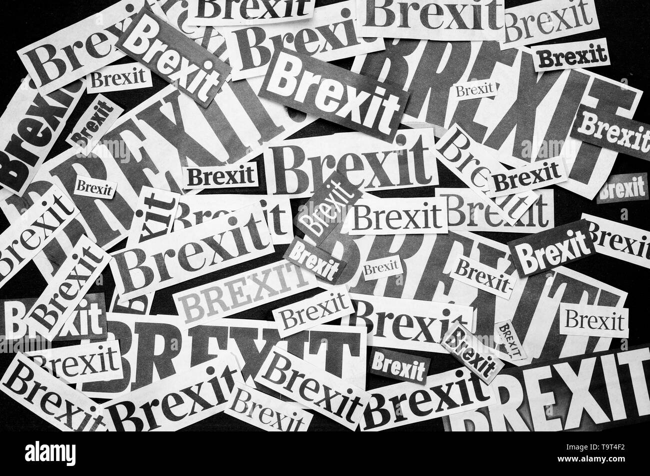 Das Wort Brexit in Zeitung Art Stockfoto