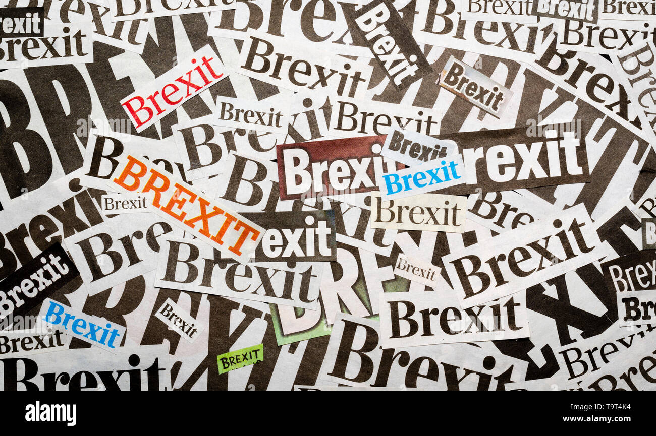 Das Wort Brexit in Zeitung Art Stockfoto