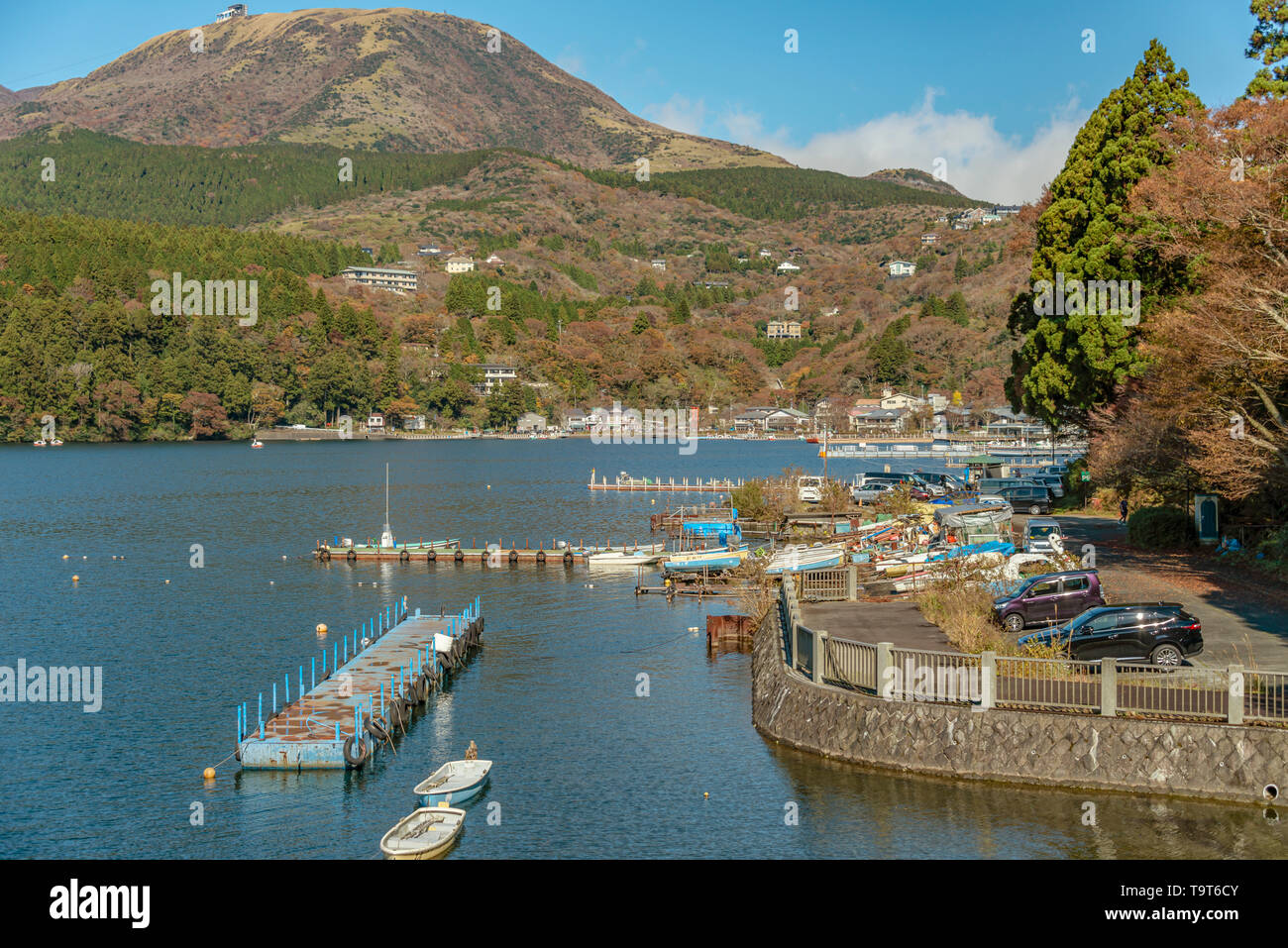 Hafengebiet von Hakone im Herbst, Kanagawa, Japan Stockfoto