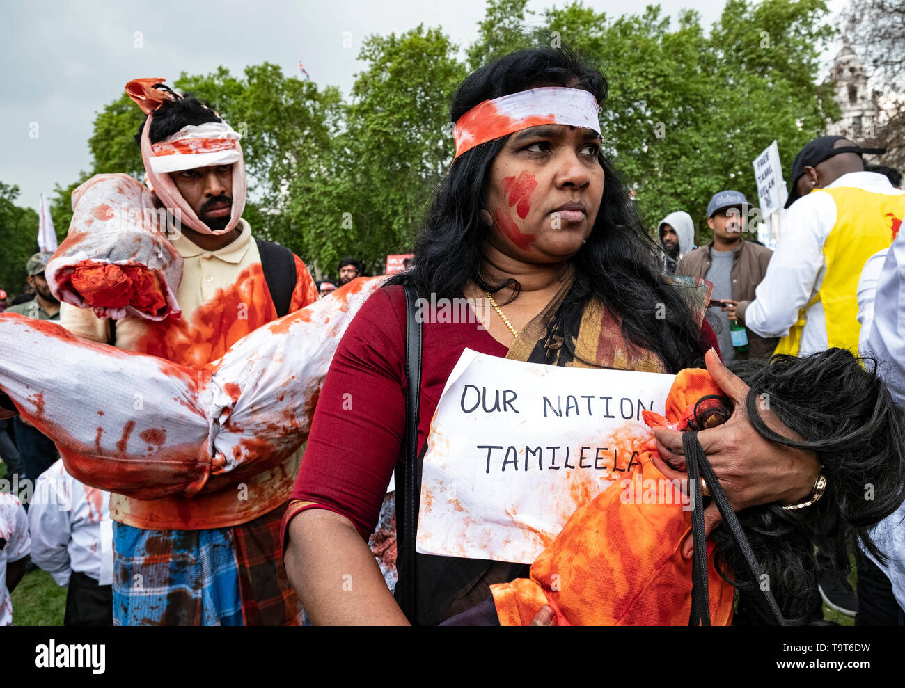 Am zehnten Jahrestag, Tamilen versammeln sich in London den Völkermord von 2009, als die tamilischen Menschen waren an den Händen des srilankischen Militärs massakriert zu erinnern. Über 140.000 tamilischen Menschen wurden vermisst. Stockfoto