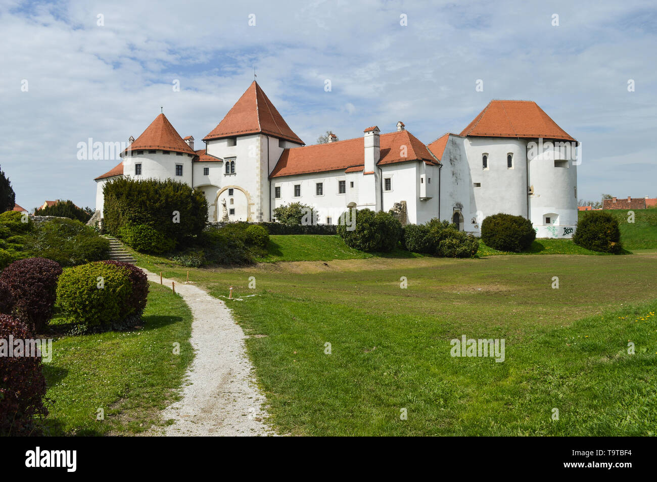 Mittelalterliche Burg Fassade in Varazdin, Kroatien Stockfoto