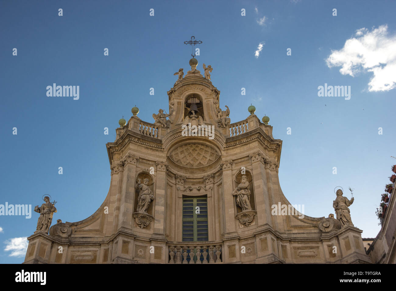 Catania barocke Basilika Collegiata, Detail der Fassade und seine Architektur Stockfoto