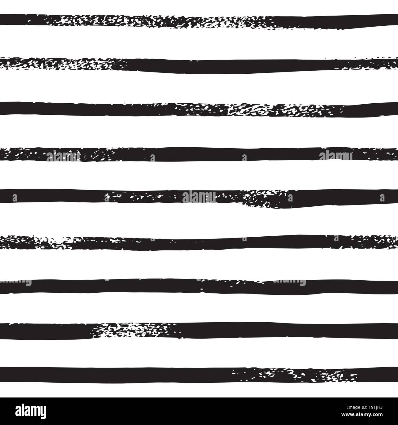 Stripe Line Pinsel nahtlose Muster in Schwarzweiß. Vektor grunge Hintergrund mit schwarzen Strichen. Hand horizontalen Streifen Textur gezeichnet. Stock Vektor
