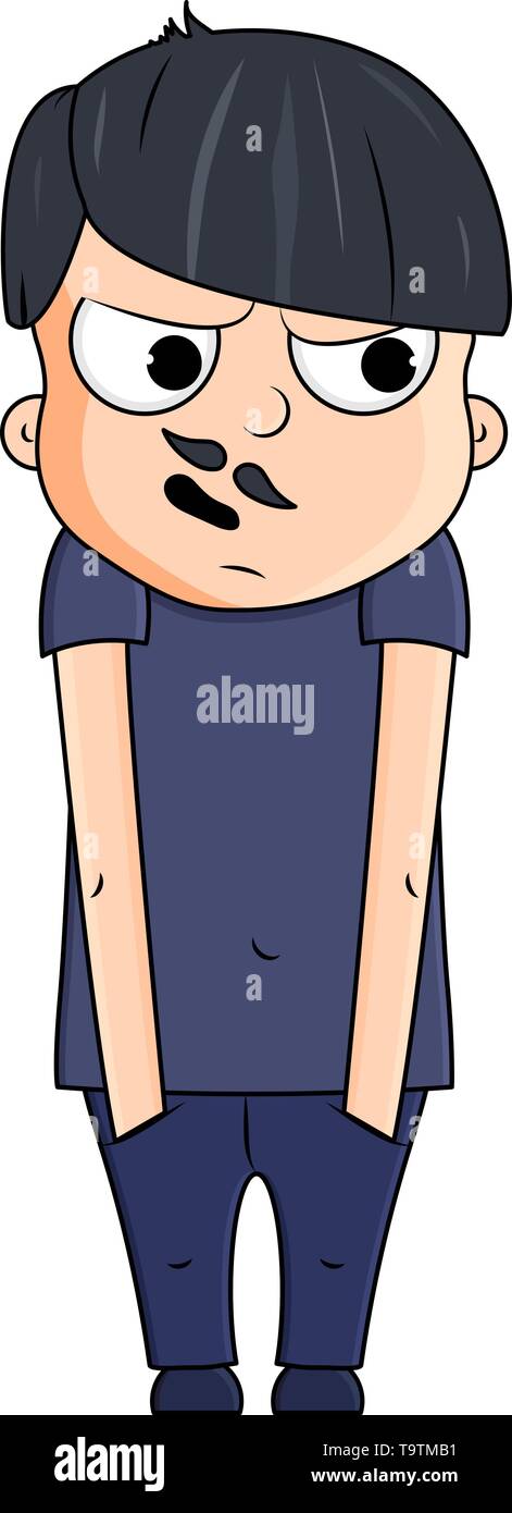 Cute cartoon junger Mann mit paranoiden Gefühle. Vector Illustration Stock Vektor