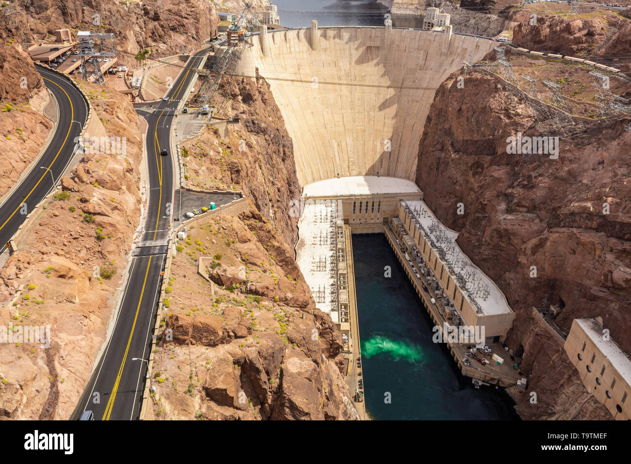 Hoover Dam auf der Nevada und Arizona Grenze entfernt, sehr beliebte Touristenattraktion. USA Stockfoto