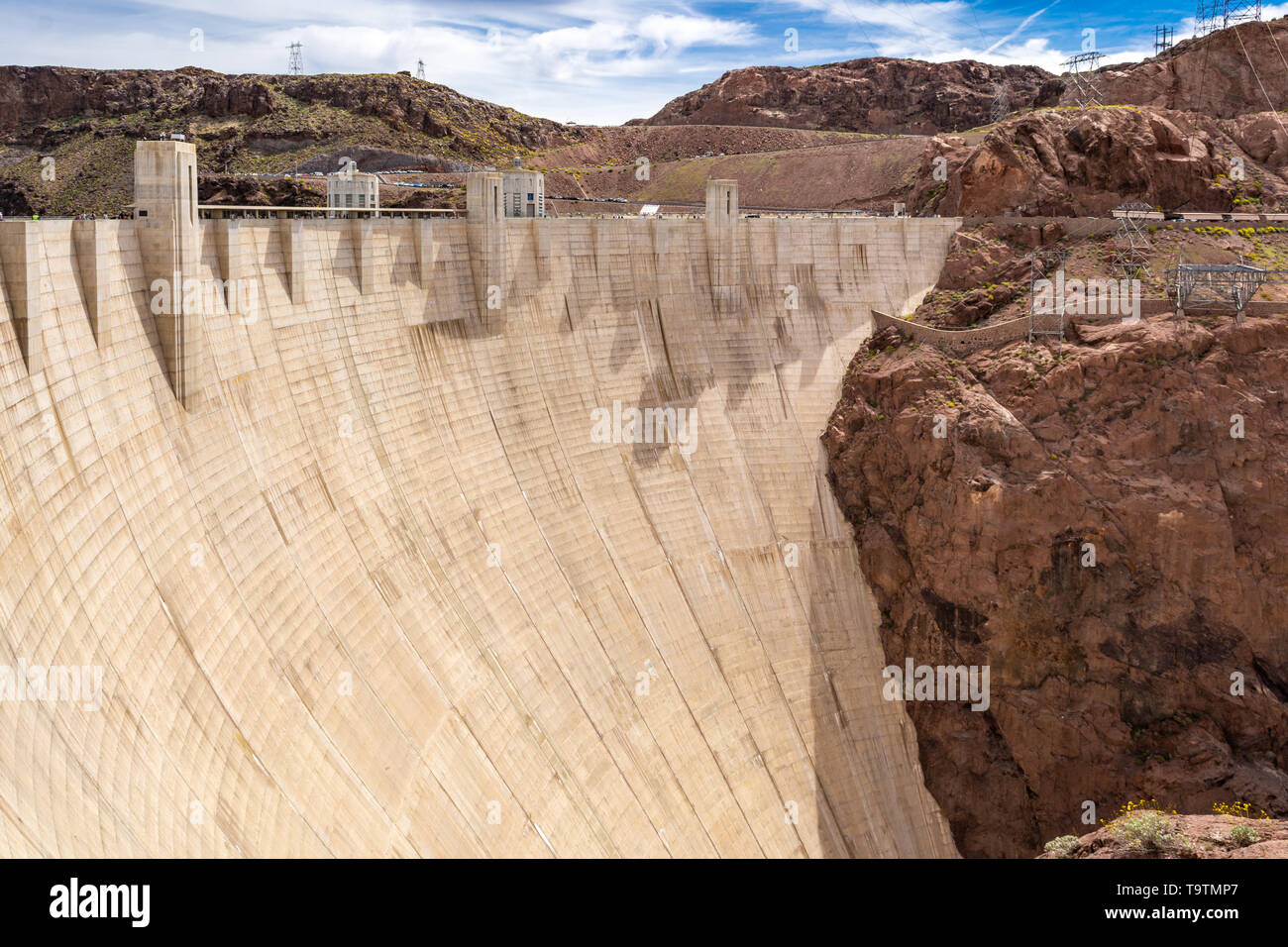 Hoover Dam auf der Nevada und Arizona Grenze entfernt, sehr beliebte Touristenattraktion. USA Stockfoto
