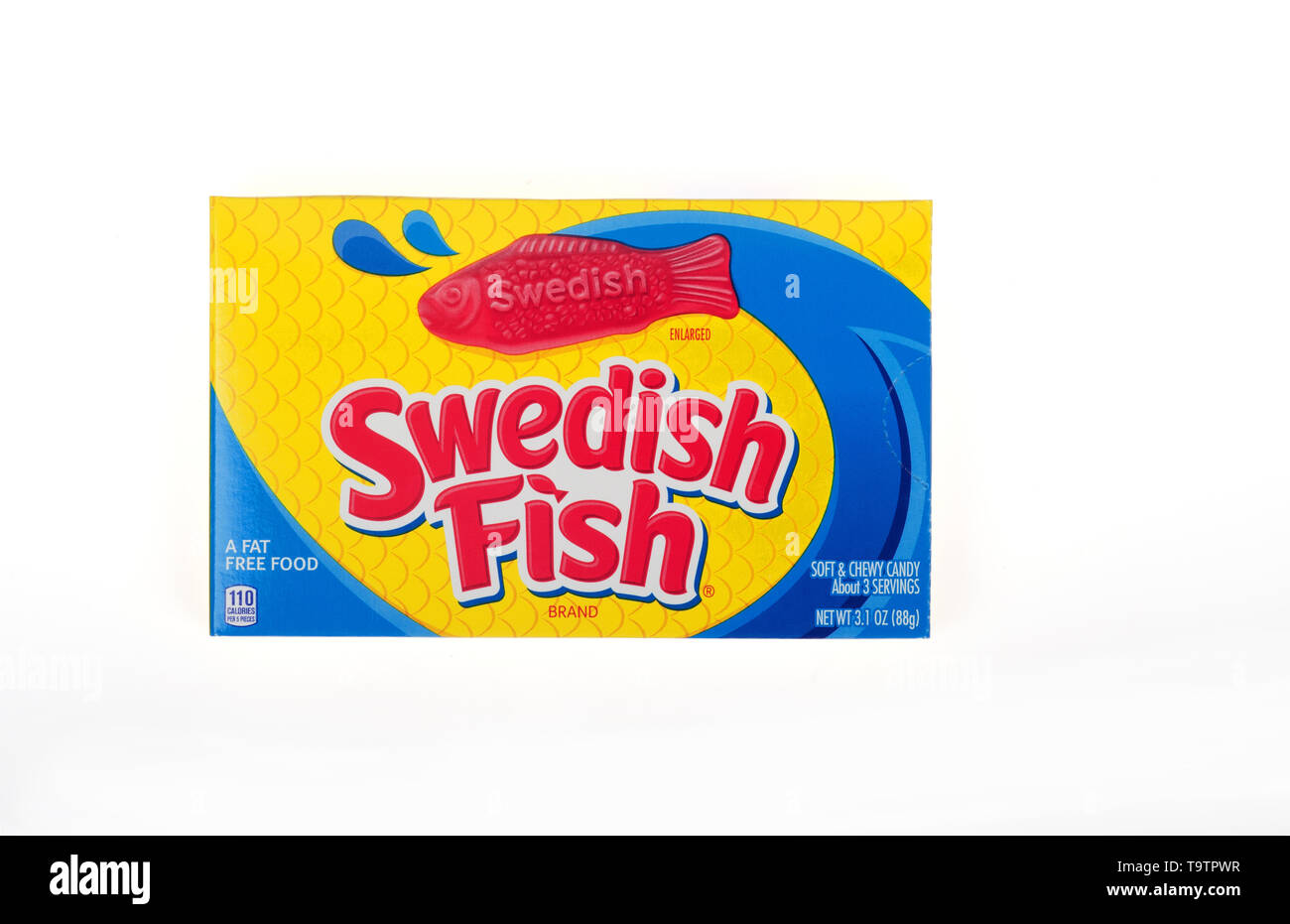 Schwedische Fische candy Box Stockfoto