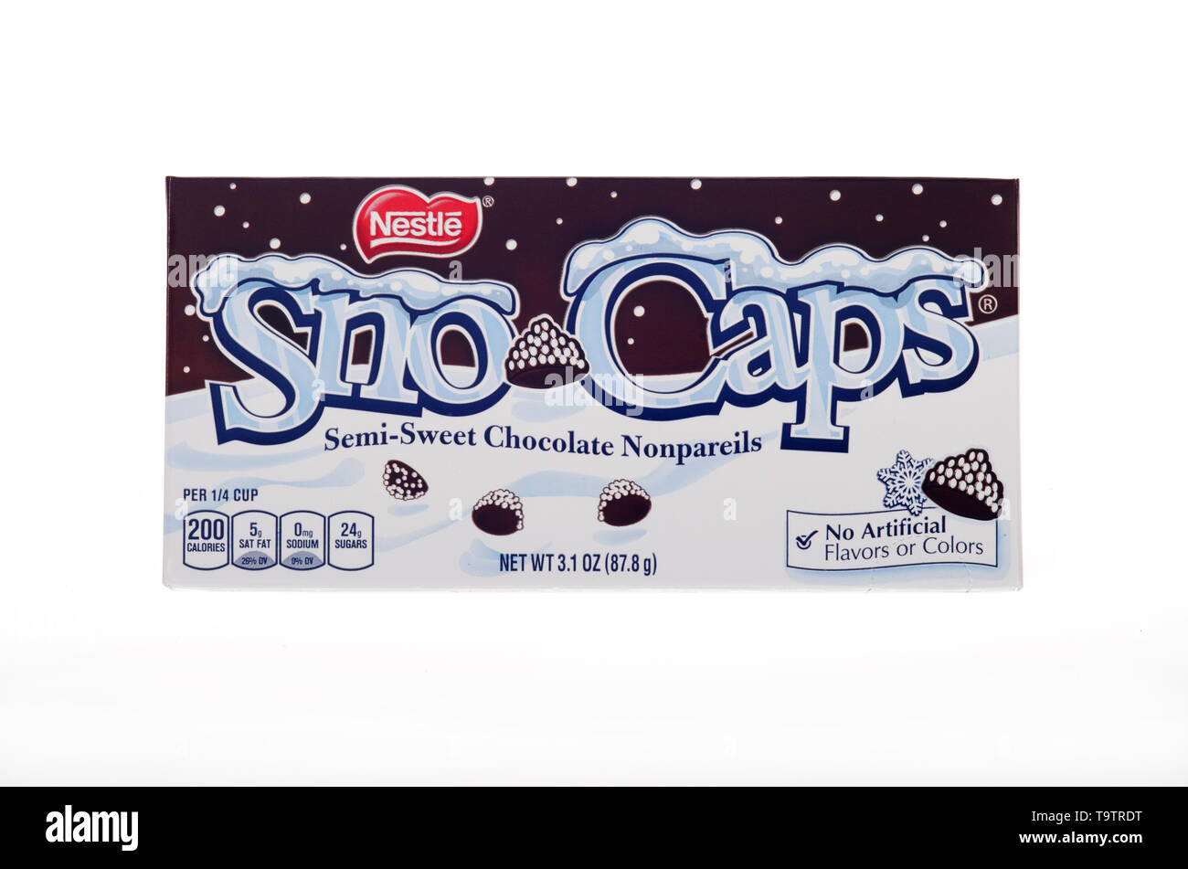Nestle Sno-Caps semi-sweet Chocolate nonpareils Candy box Stockfoto