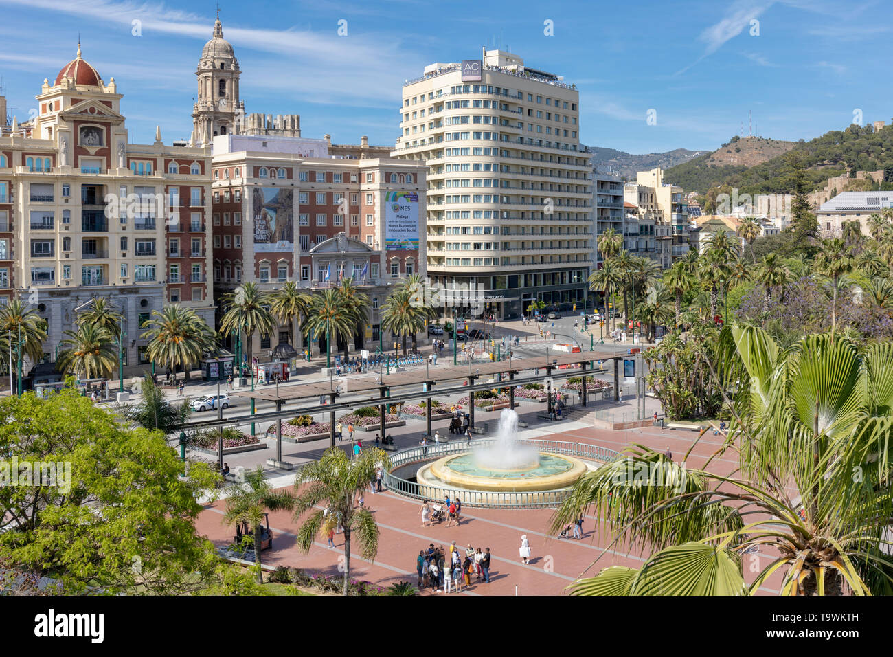 Plaza de la Marina, Malaga, Costa del Sol, Provinz Malaga, Andalusien, Südspanien. Stockfoto