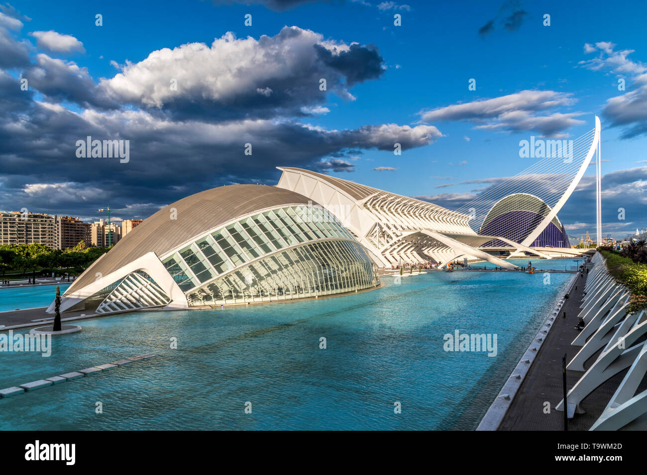 Stadt der Künste und Wissenschaften oder Ciudad de las Artes y las Ciencias, Valencia, Comunidad Valenciana, Spanien Stockfoto