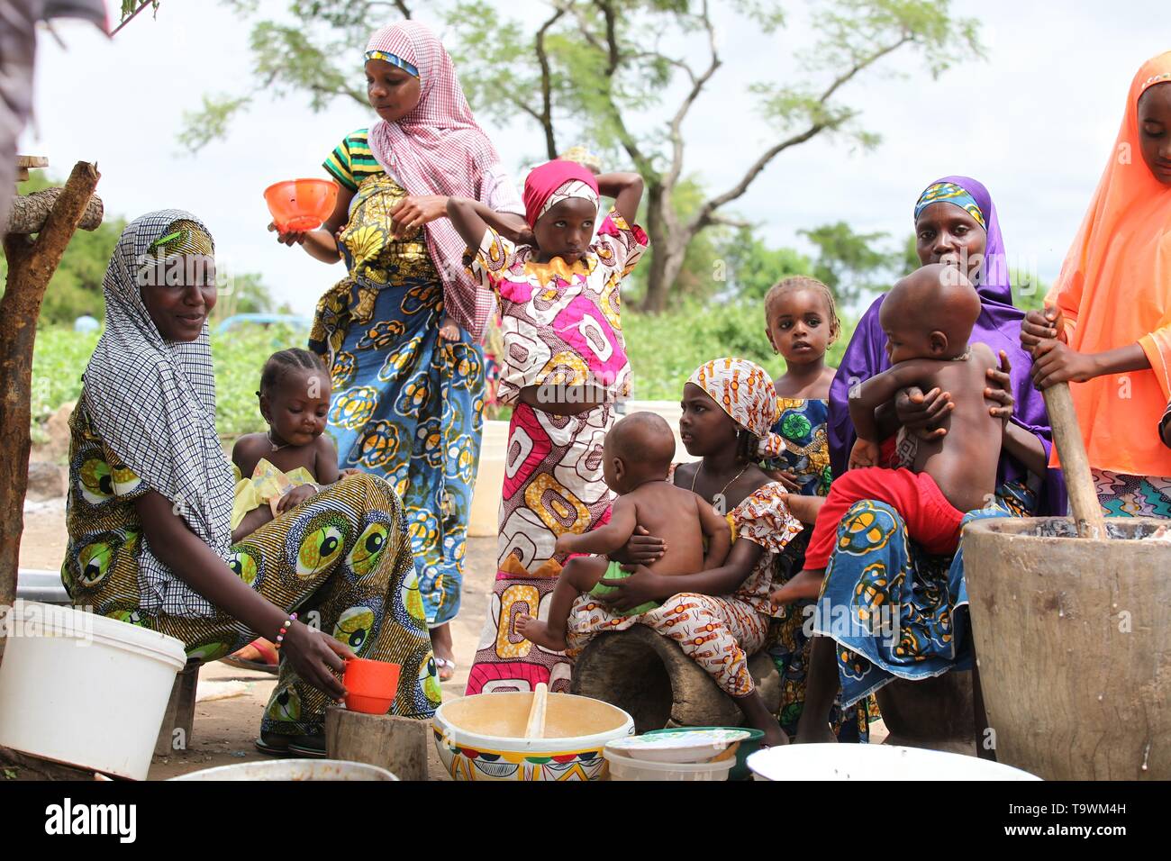 Fulani hesmen Siedlung in Westafrika Stockfoto