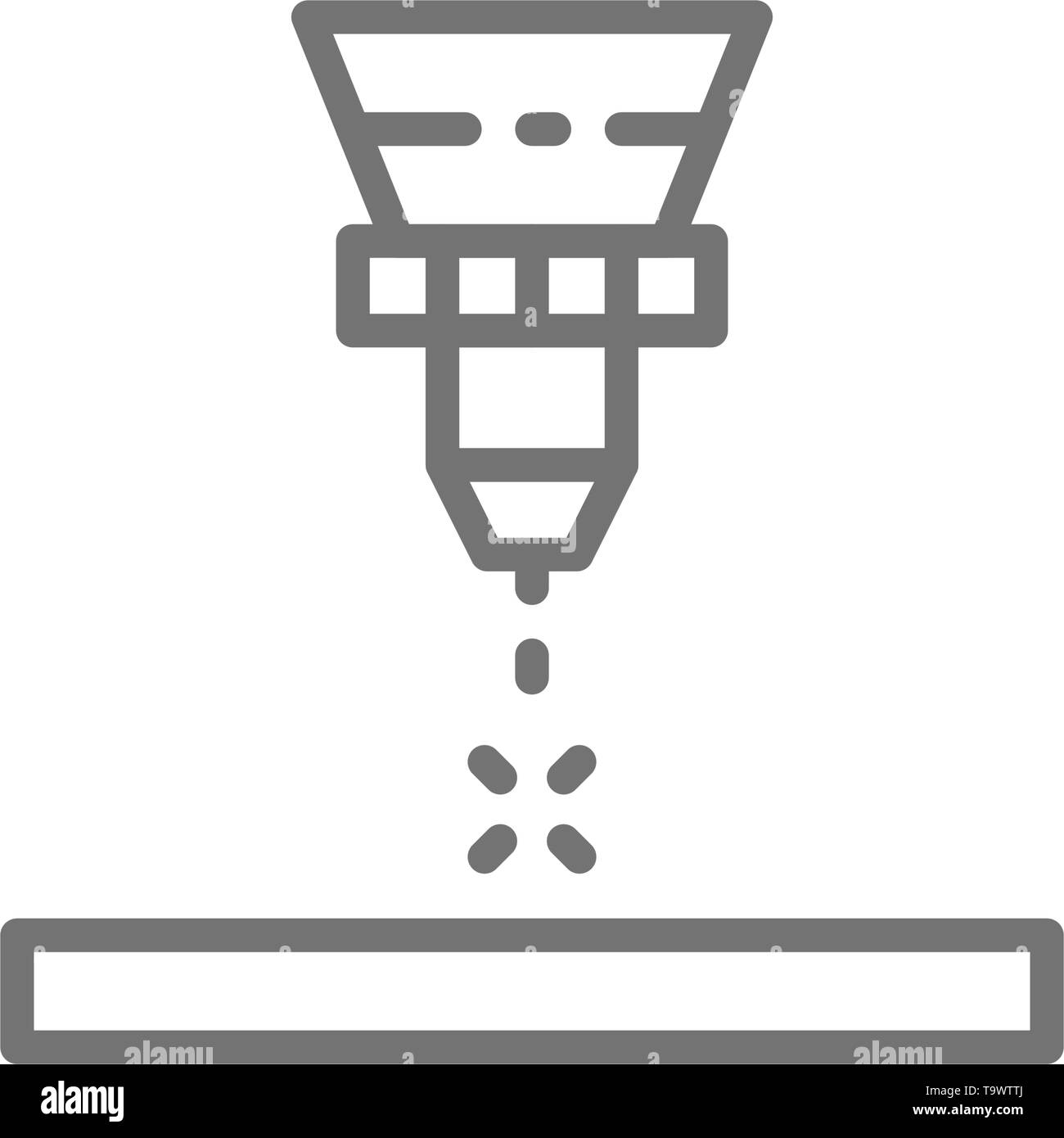 Laserschneidanlage, Lasergravur Symbol Leitung. Stock Vektor