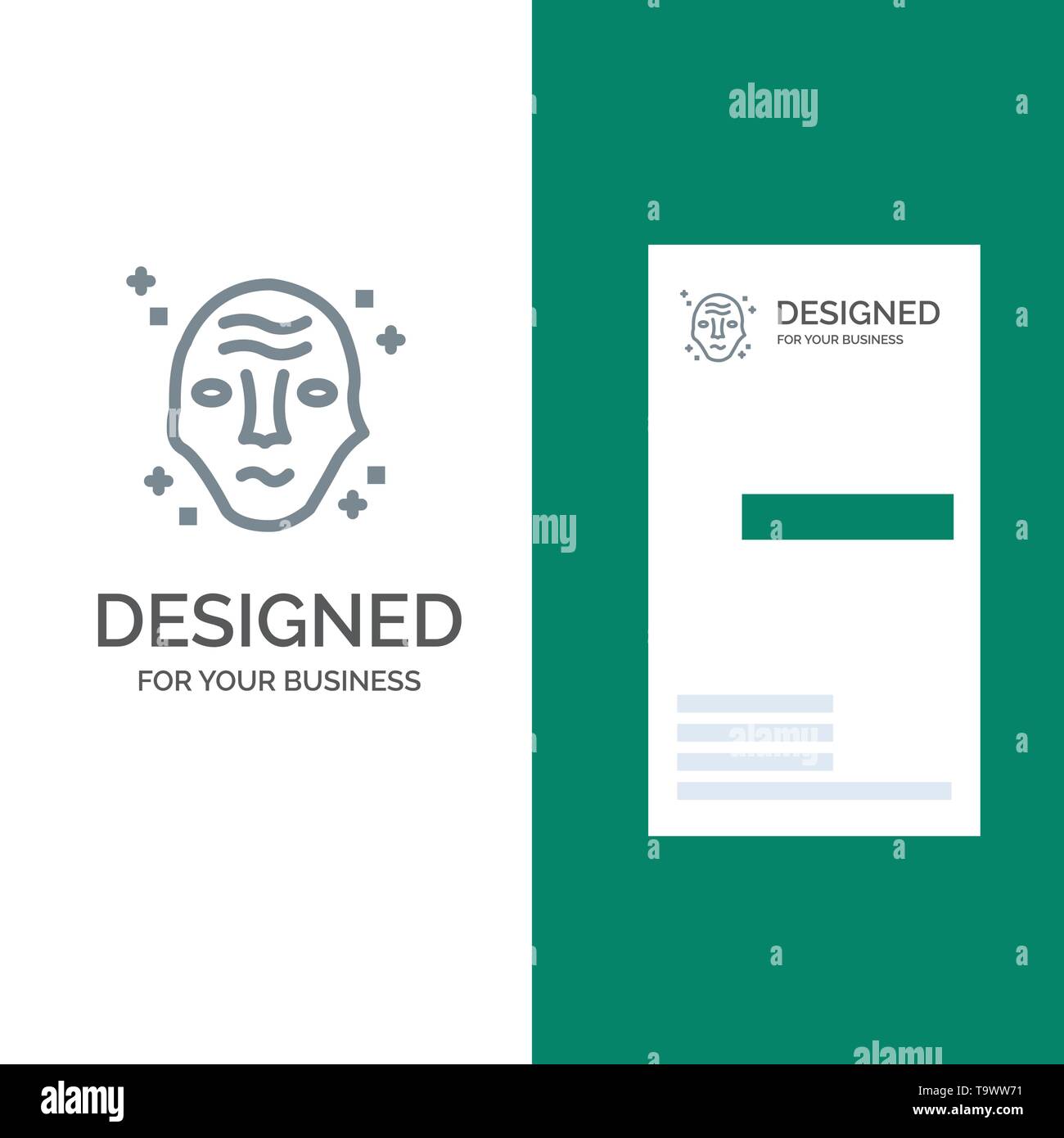 Alien, Galaxy, Wissenschaft, Raumfahrt, Ufo Grau Logo Design und Business Card Template Stock Vektor
