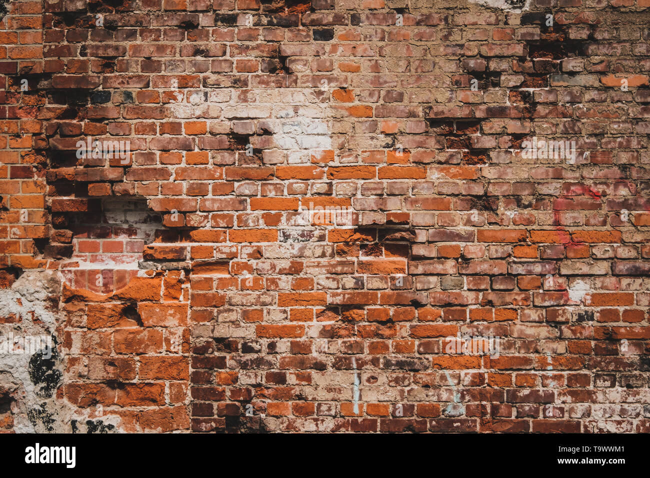 Ziegelwand Hintergrund - alten Ziegel stein Wand Stockfoto