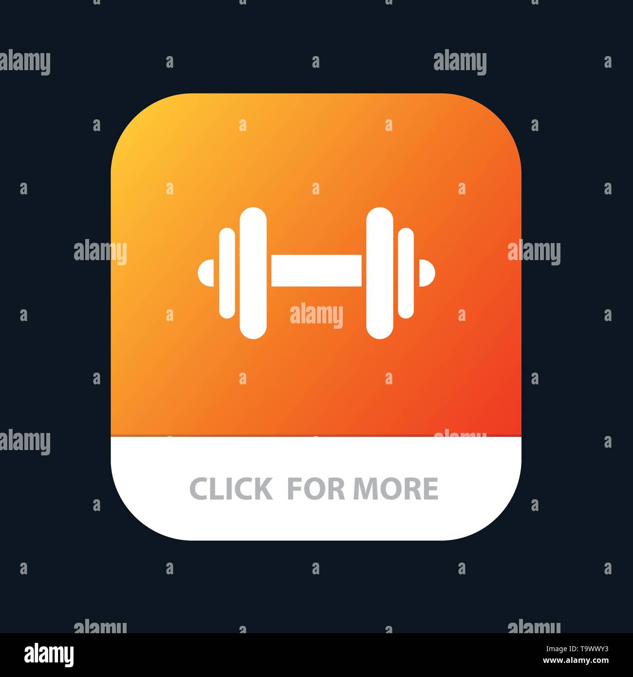 Hantel, Fitness, Sport, Motivation, Mobile App". Android- und IOS-Glyphe Version Stock Vektor