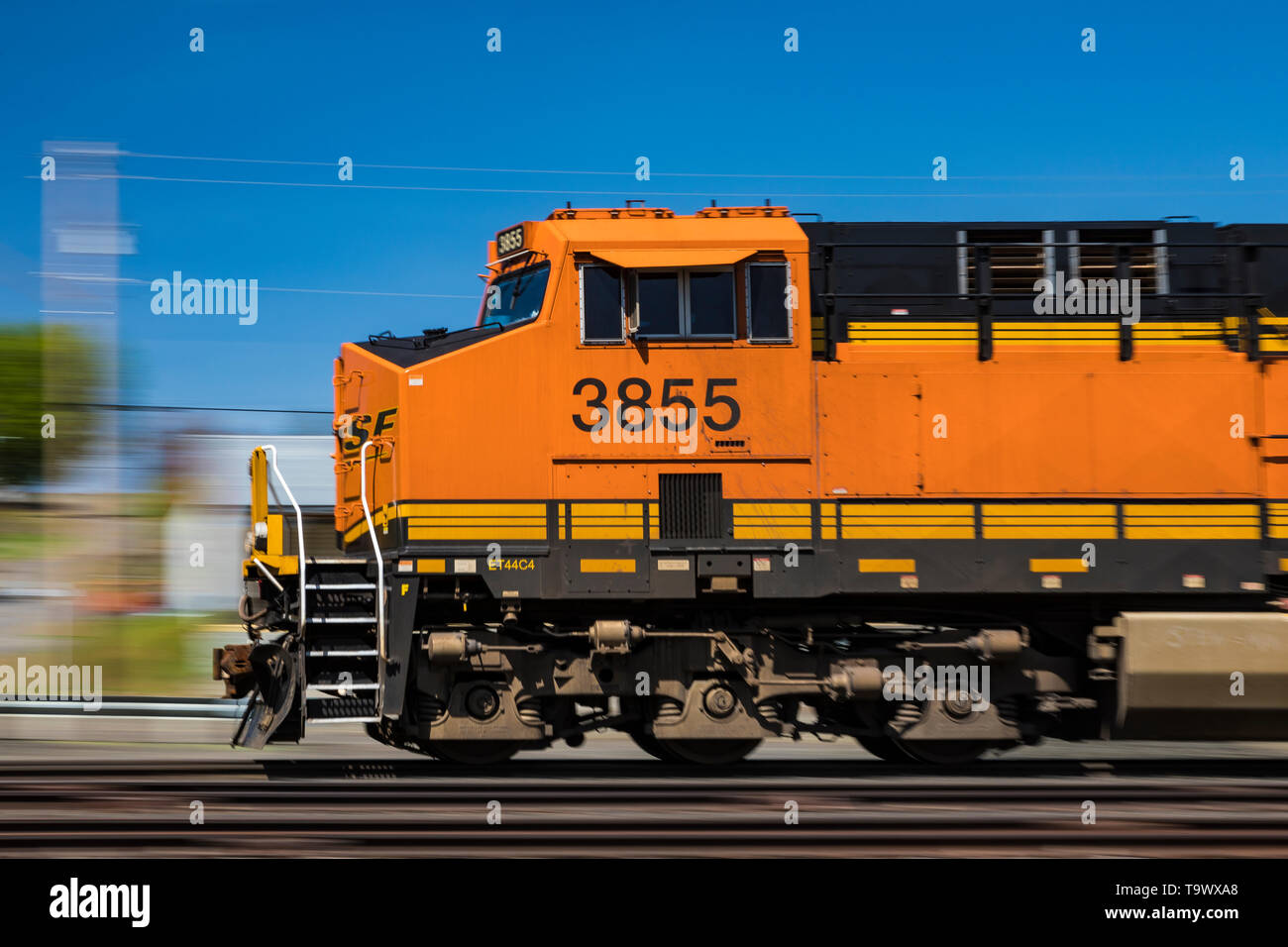 BNSF Güterzug durch Sprague, Washington State, USA, Stockfoto