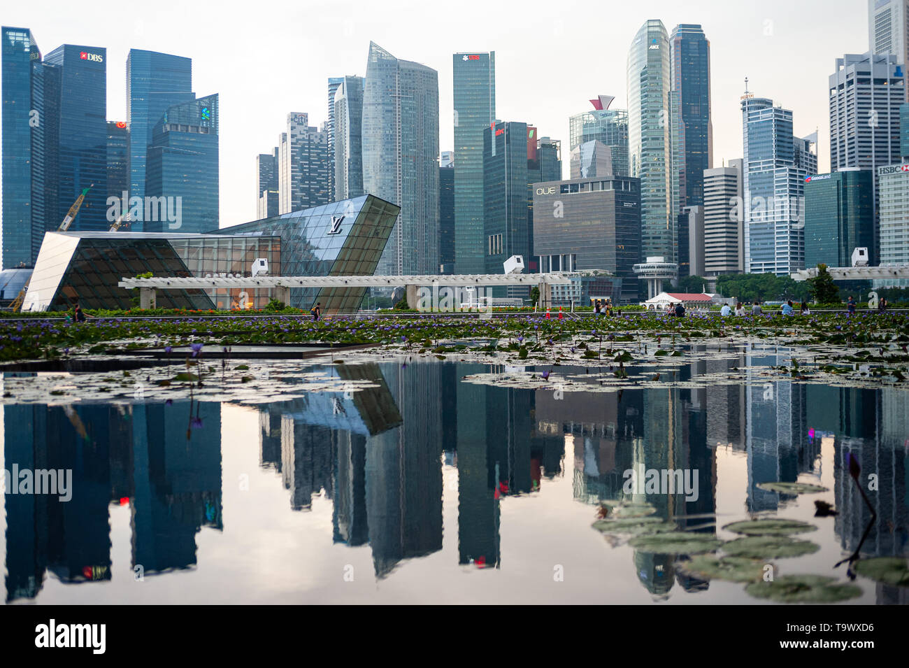 10.05.2019, Singapur, Republik Singapur, Asien - ein Blick auf die Skyline des Central Business District in der Marina Bay. Stockfoto