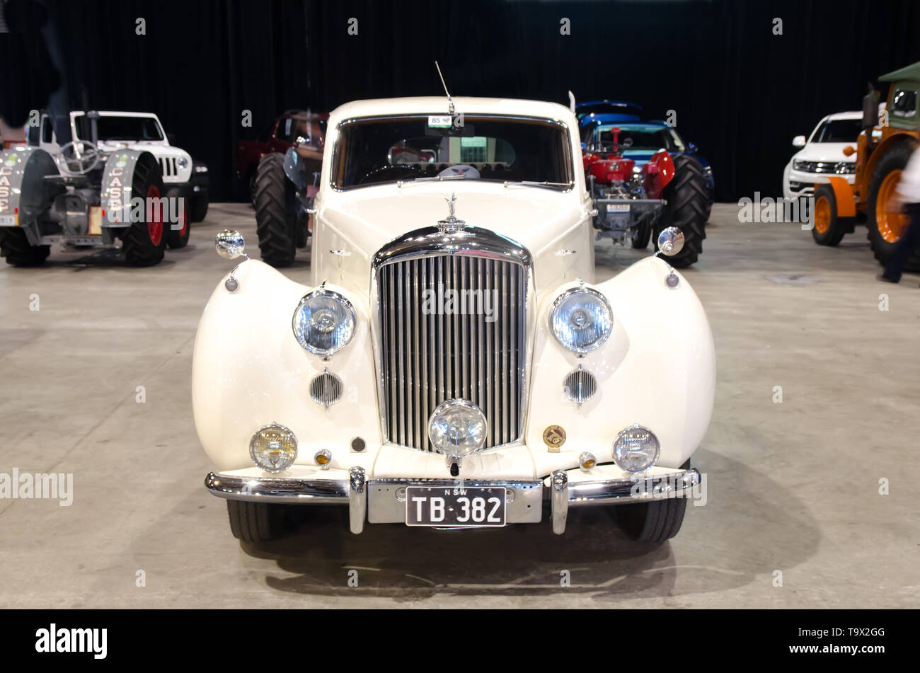 Ein weißer Bentley Mk VI aus dem Jahr 1947-1952, der im Mai 2019 auf der Tamworth Australia ausgestellt ist. Stockfoto