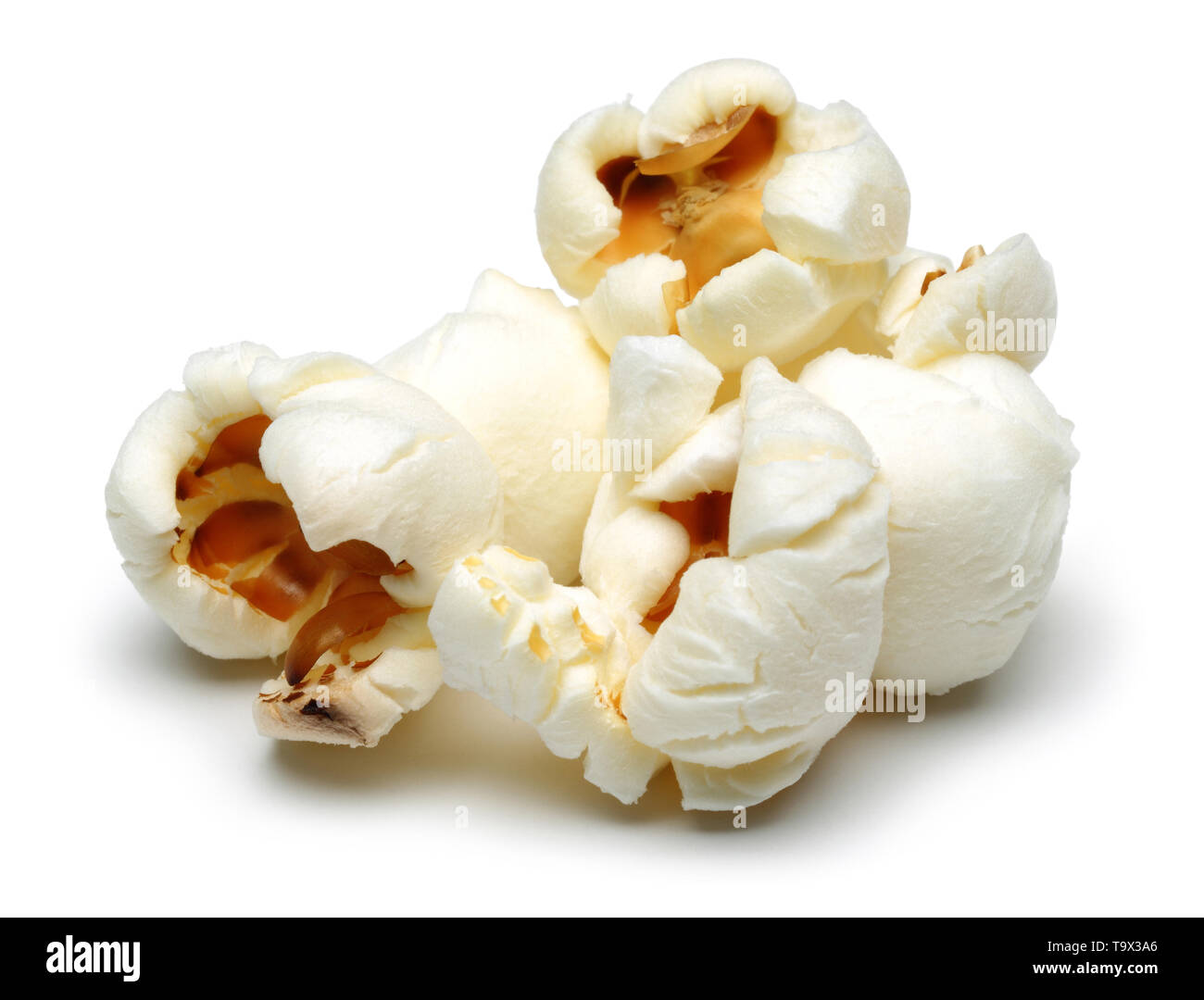 Frisches Popcorn auf weißem Hintergrund Stockfoto