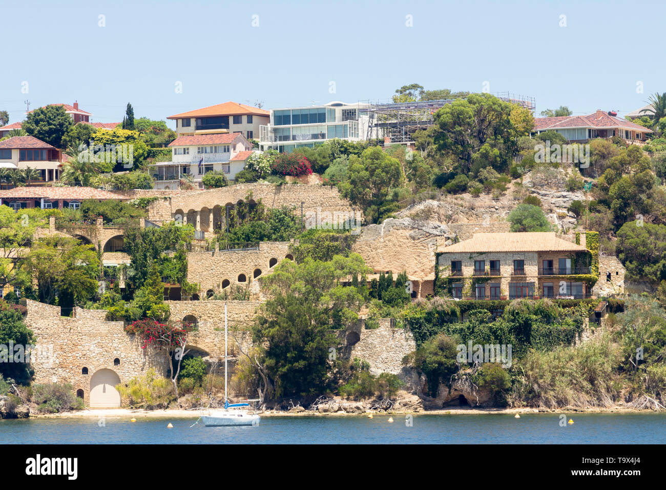 Perth, Western Australia State / Australien 01/21/2013. Million Dollar Häuser auf dem Swan River, Mosman Park Western Australia. Stockfoto