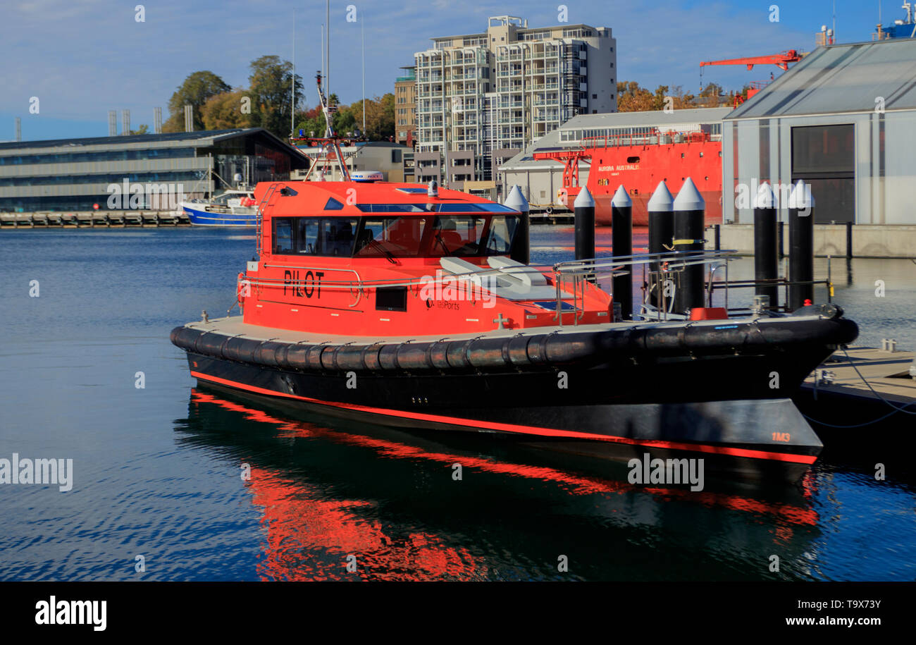 Eine Tasport Hart-Marine ORC Lotsenboot in Hobart Tasmanien. Stockfoto