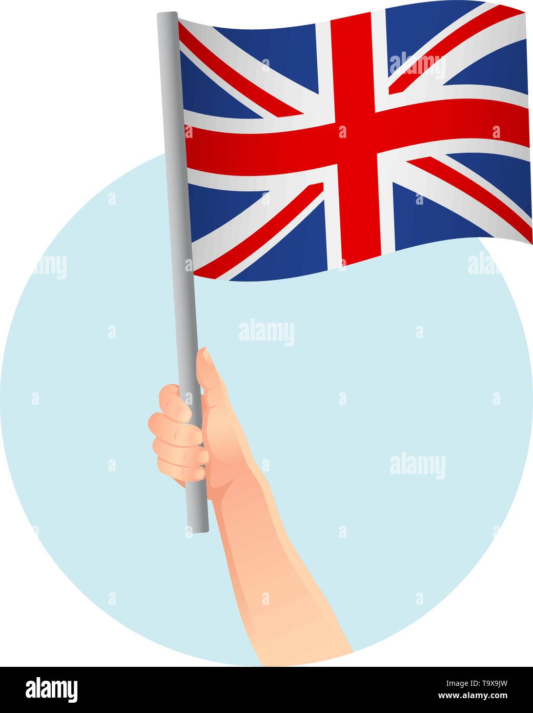 Großbritannien Flagge in der Hand. Patriotischen Hintergrund. Die nationalflagge des Vereinigten Königreichs Vector Illustration Stock Vektor