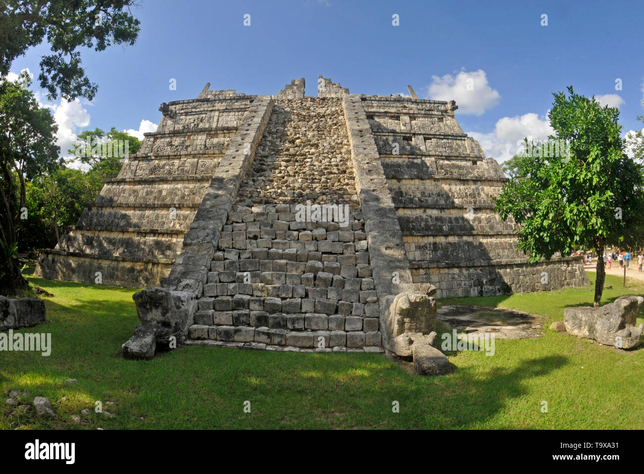 Maya Pyramide von Osario in das UNESCO-Weltkulturerbe Chichén Itzá, Merida, Yucatan, Mexiko Stockfoto