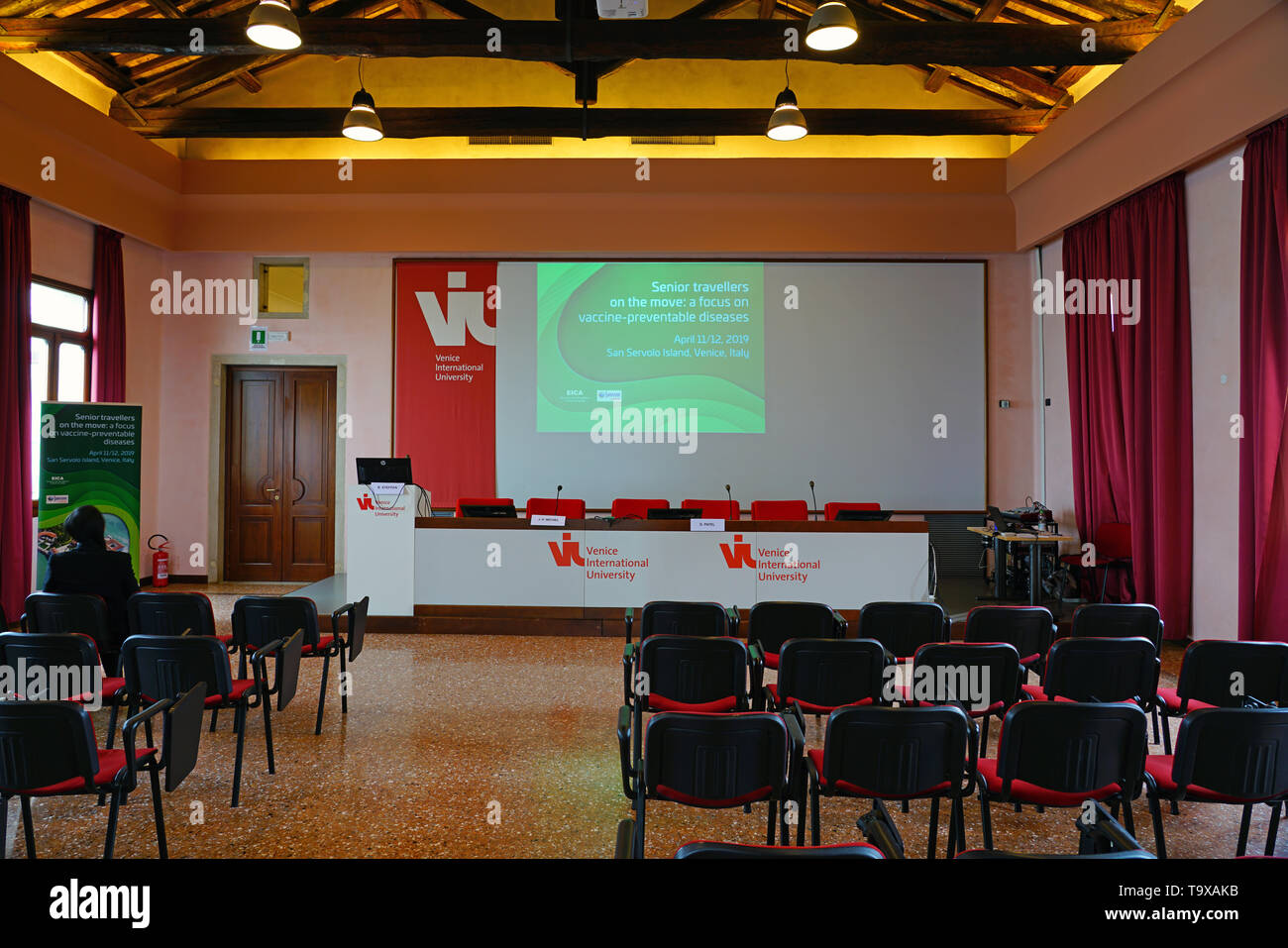 Venedig, Italien-11 Apr 2019 - Blick auf Venice International University, ein Konsortium von italienischen und internationalen Universitäten, befindet sich auf der Insel Stockfoto