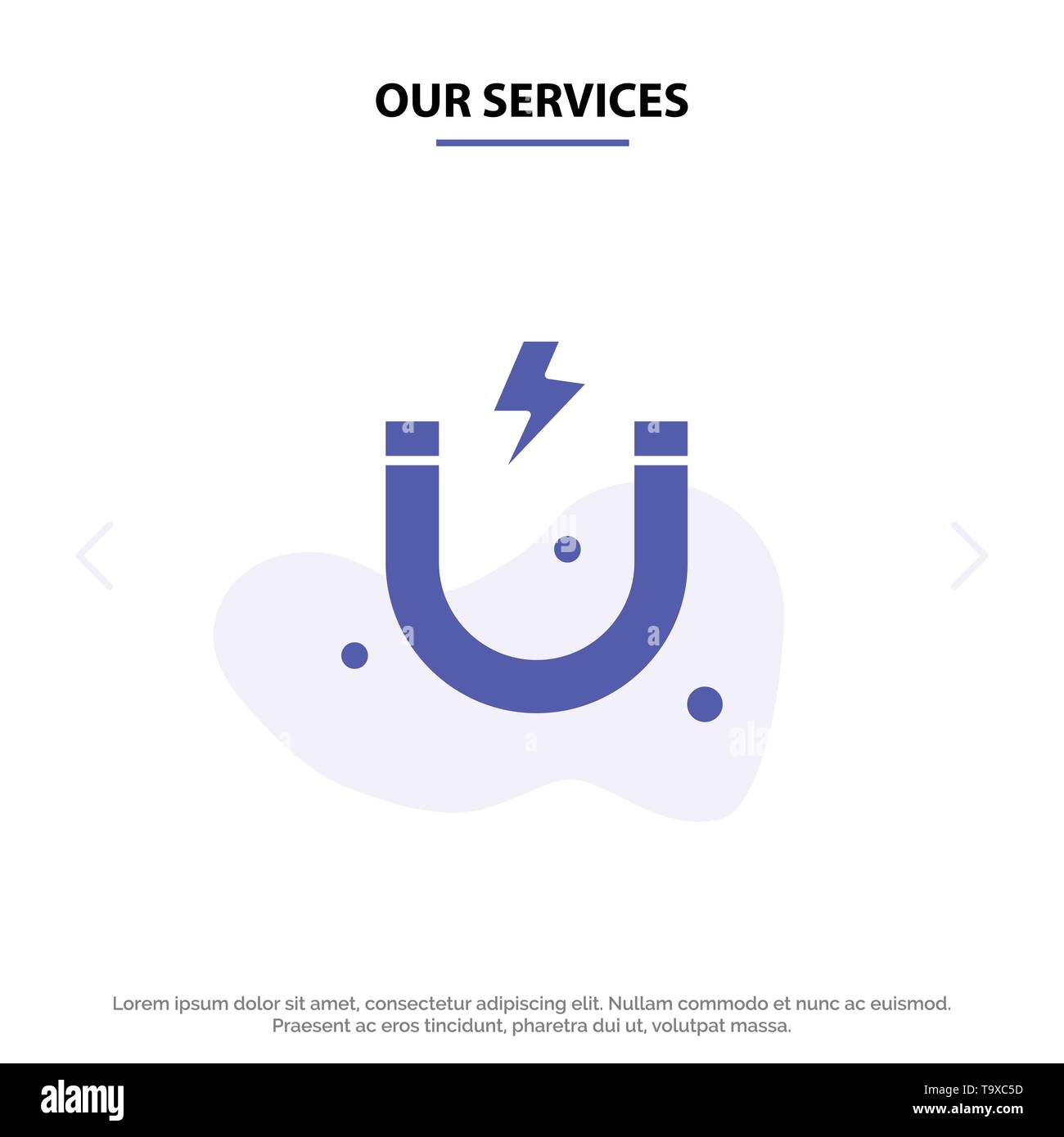 Unsere Dienstleistungen Attraktion, Magnet, Wissenschaft solide Glyph Icon Web Karte Vorlage Stock Vektor
