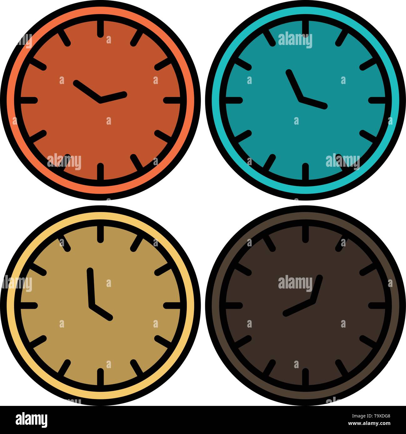 Uhr, Business, Uhren, Uhren, Zeitzone, Wanduhren, Welt Zeit flach Farbe  Symbol. Vektor icon banner Vorlage Stock-Vektorgrafik - Alamy