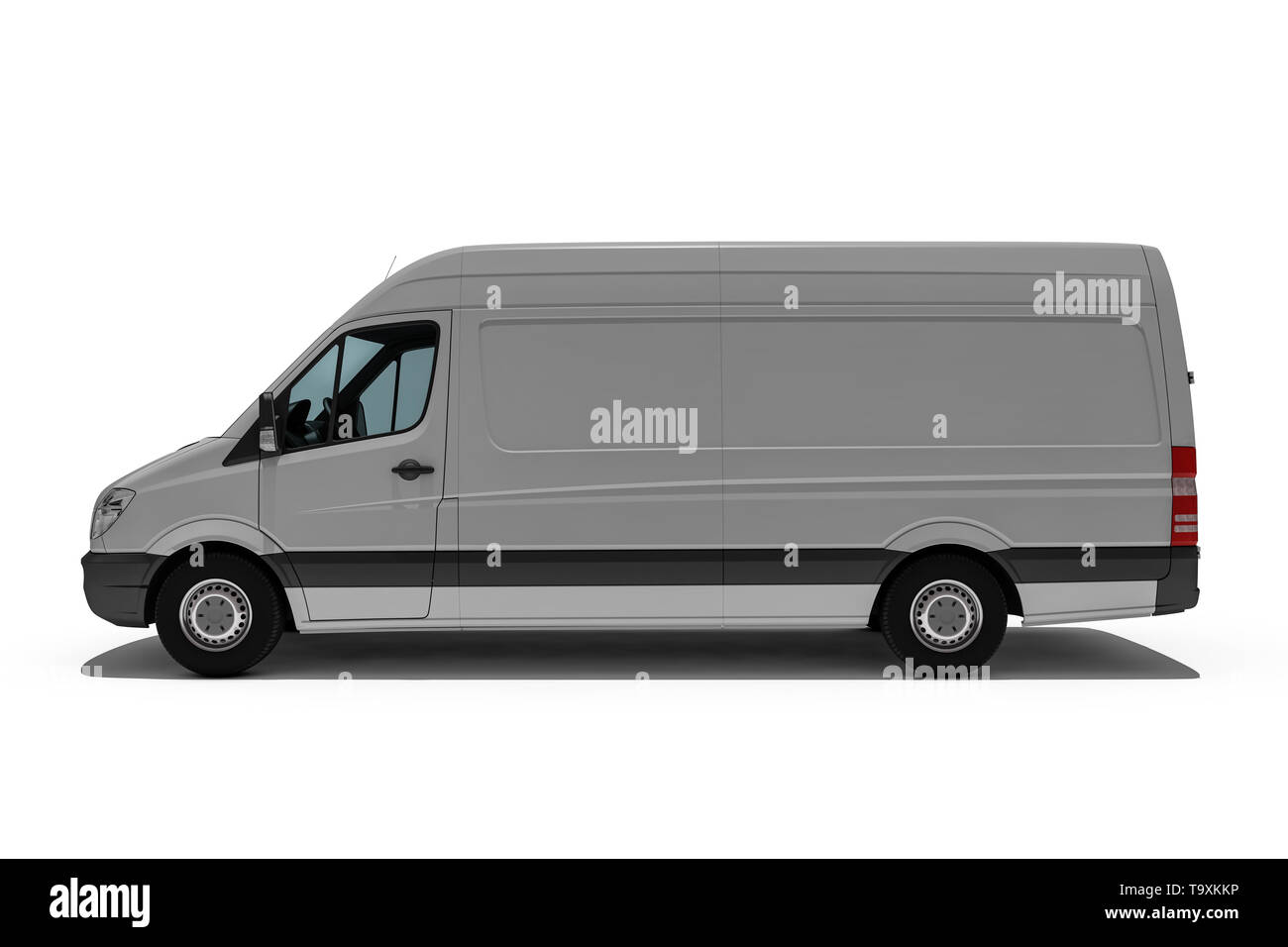 3D-Rendering von Van oder Truck der Frachtführer oder Spediteur liefert schnell Pakete und Lieferungen Stockfoto