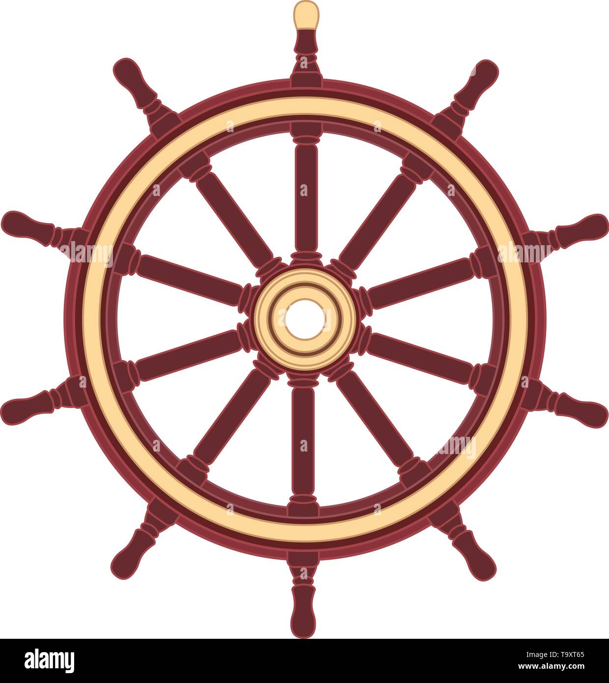 Vector boot Handrad, Schiff, Rad Helm. Meer, Ozean Symbol Stock Vektor