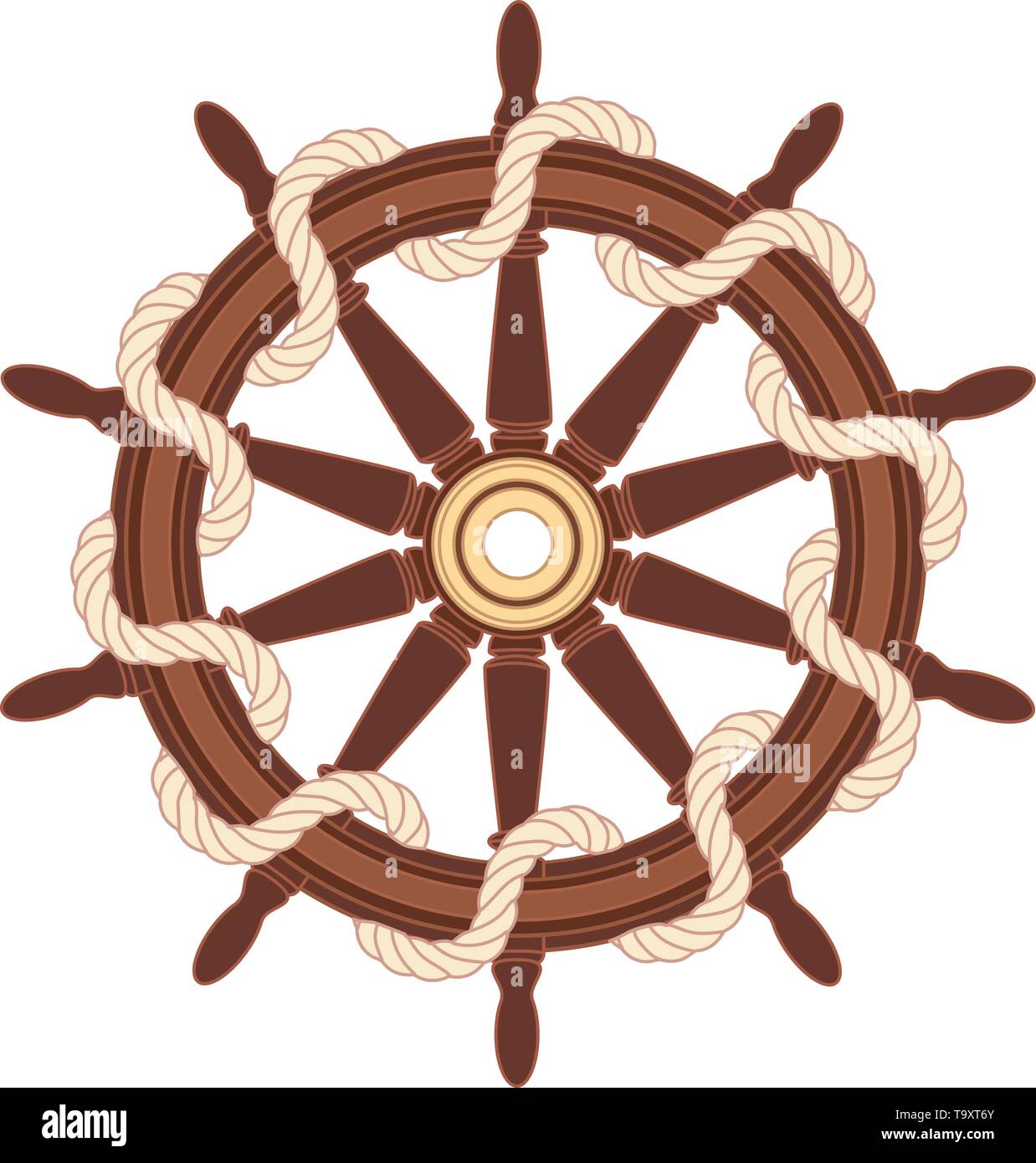 Vektor flache Kontur boot Seil Handrad Symbol Stock Vektor