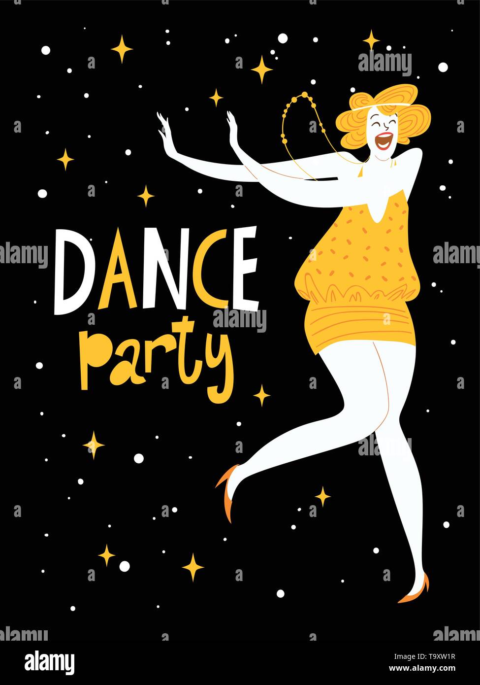 Dance Party Design für eine Einladung oder Poster Stock Vektor