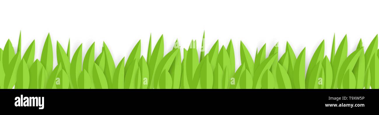 Grünbuch Gras horizontale nahtlose grenzüberschreitende Design. Vector Illustration EPS 10. Stock Vektor