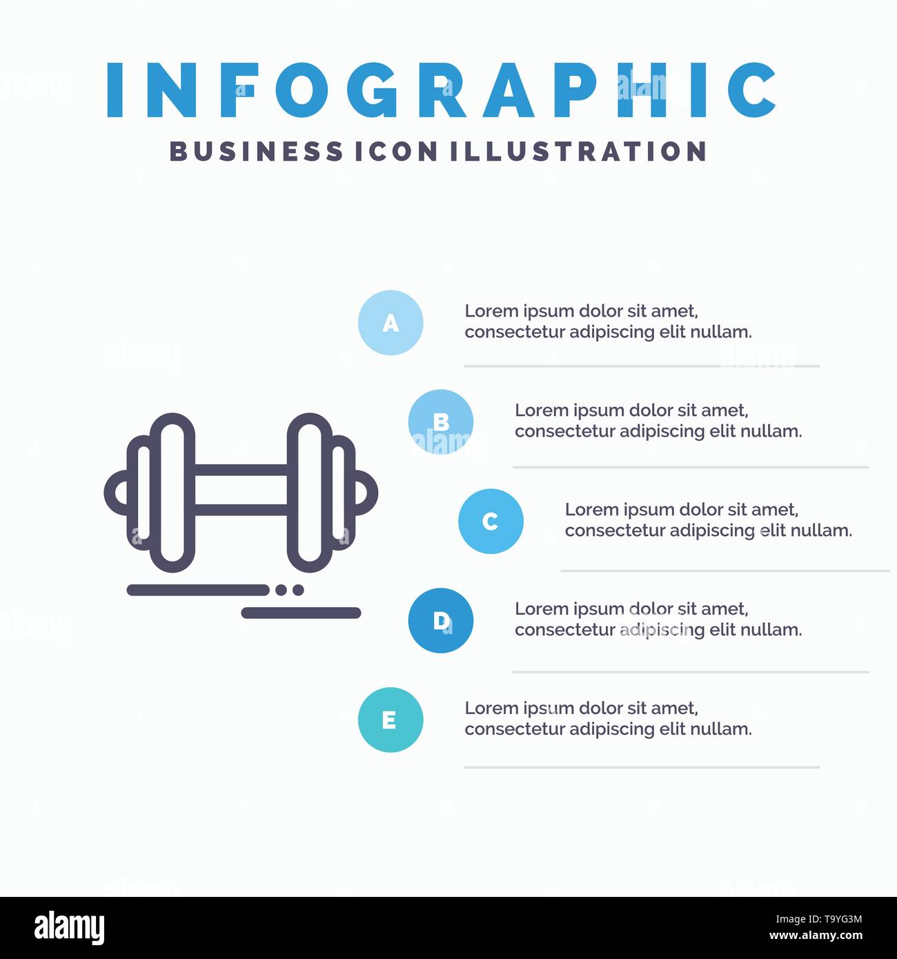 Hantel, Fitness, Sport, Motivation Symbol Leitung mit 5 Stufen Präsentation Infografiken Hintergrund Stock Vektor