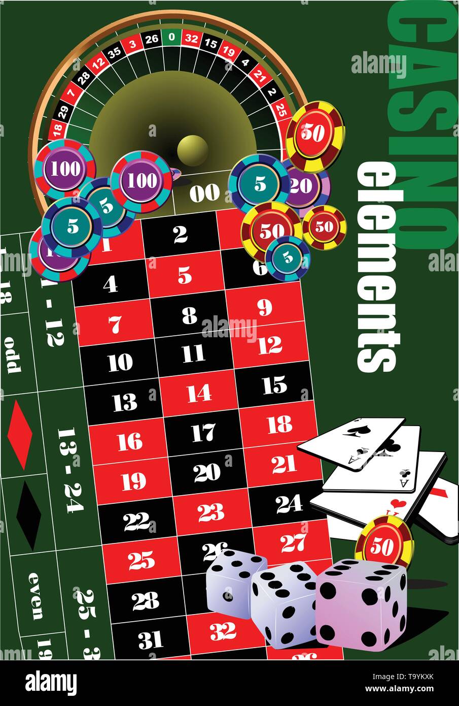 Casino-Elemente. Vektor-illustration Stock Vektor
