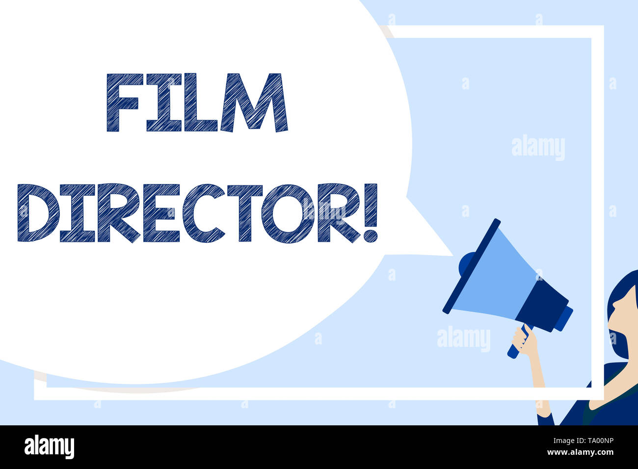 Wort schreiben Text Filmregisseur. Business Foto präsentiert eine Demonstration der Macht und Regie bei einem Film riesigen leeren Sprechblase Ro ist Stockfoto