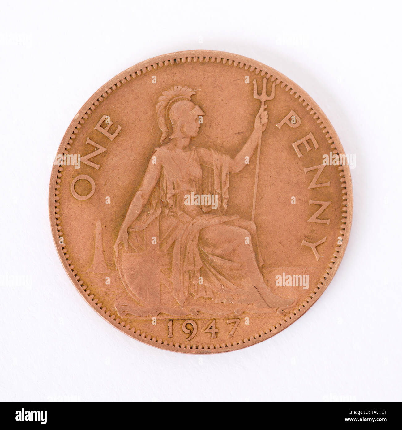 Britische Penny Münze 1947 Stockfoto