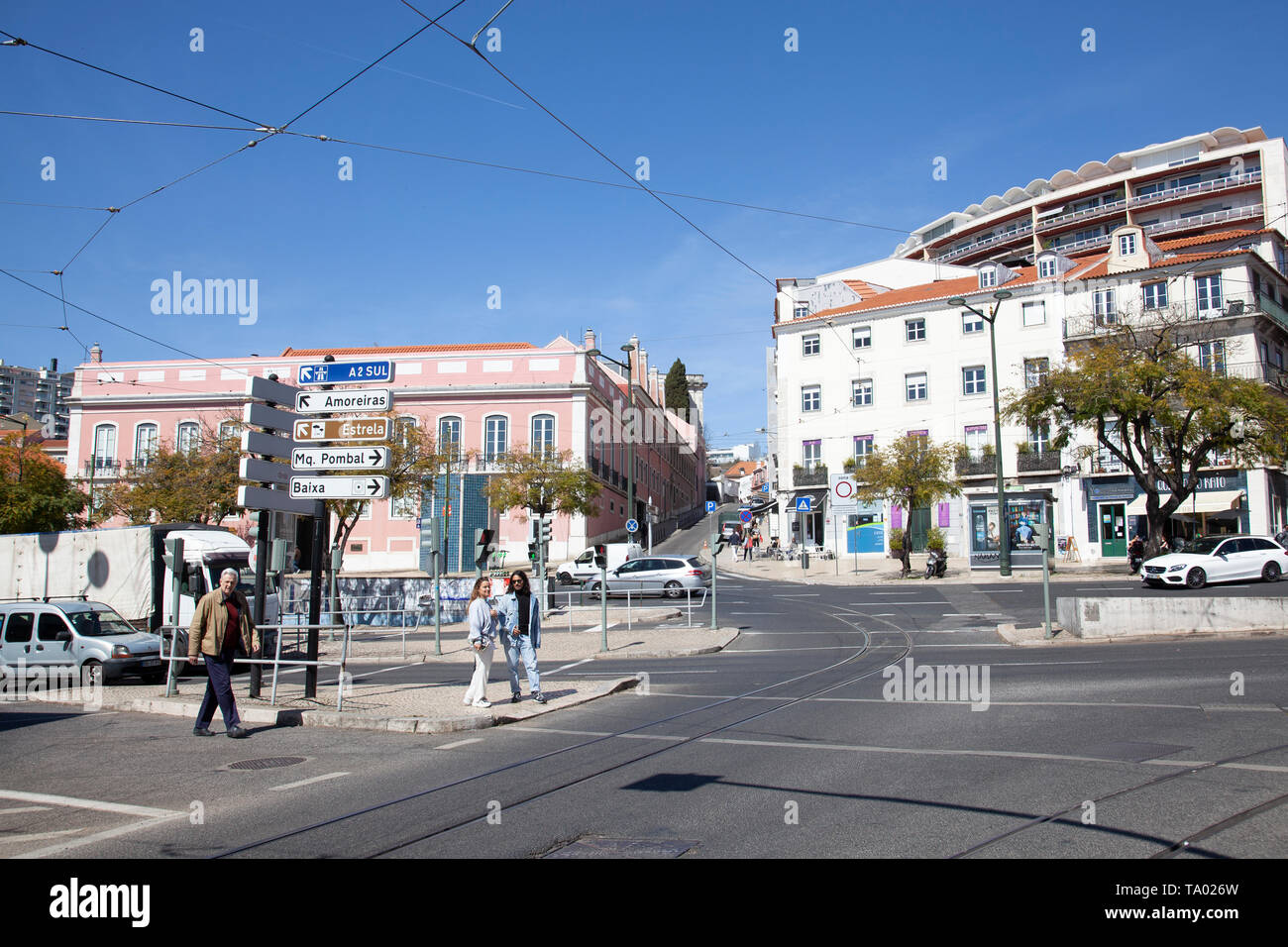 Rato Kreuzung in Lissabon, Portugal. Stockfoto