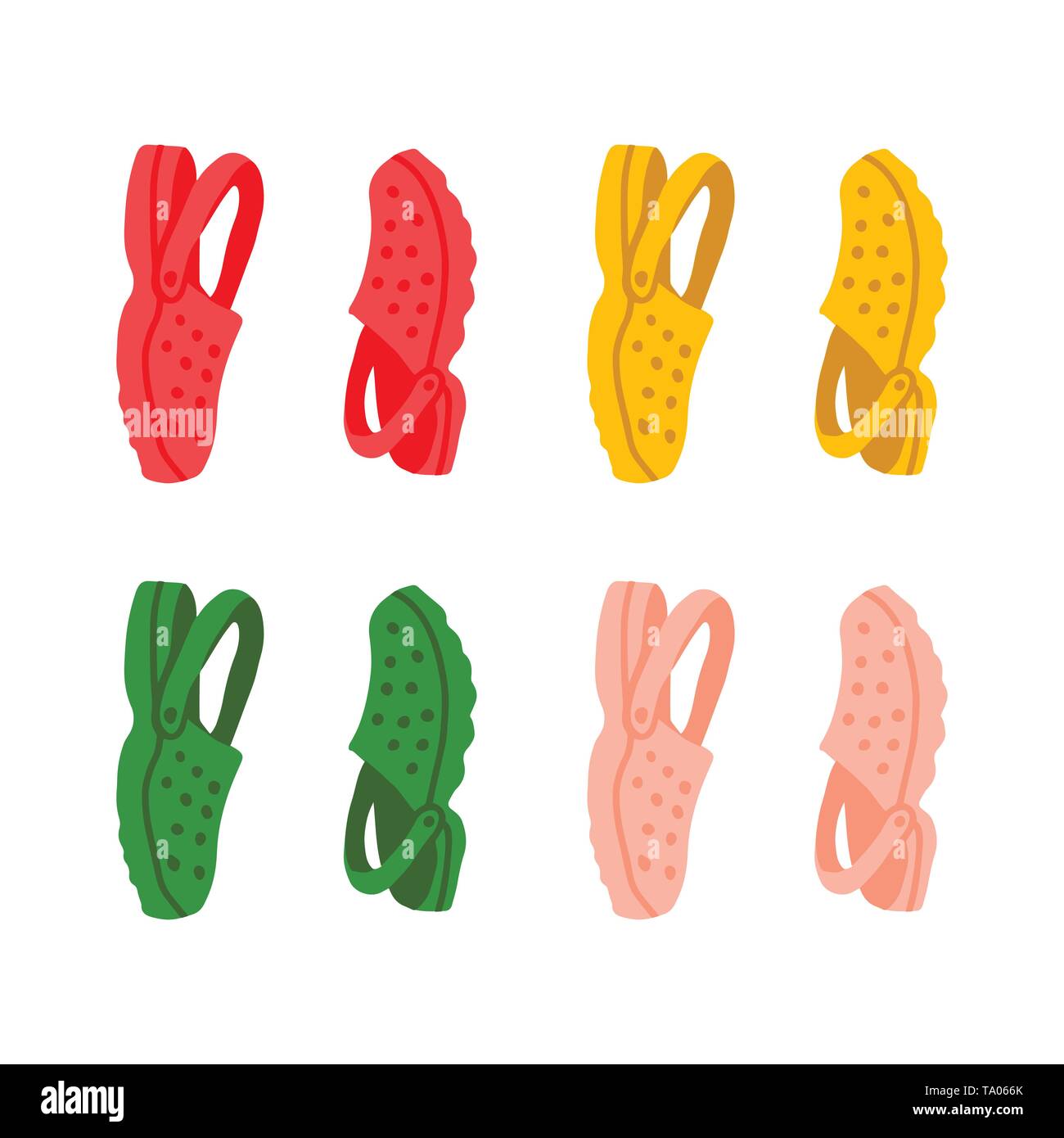 Vektor clipart Schuhe für den Strand. Gummi Hausschuhe für das Schwimmen im Meer. Sommer Hausschuhe Sandalen Clogs. Stock Vektor