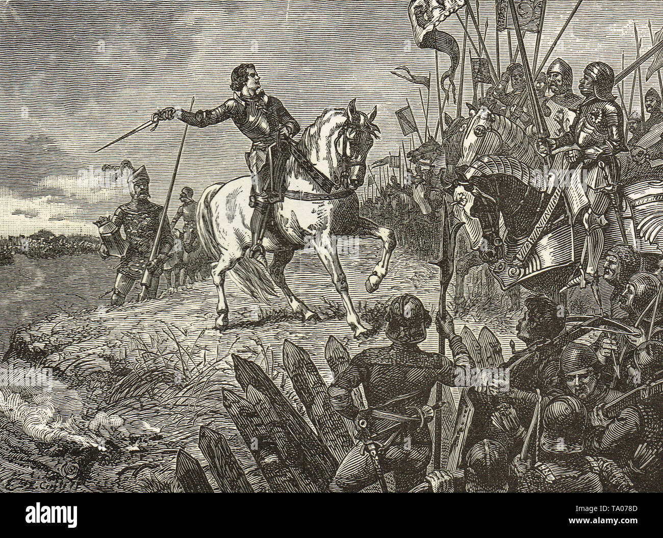 Heinrich V. in der Schlacht von Agincourt, Saint Crispin's Tag, 25. Oktober 1415 Stockfoto