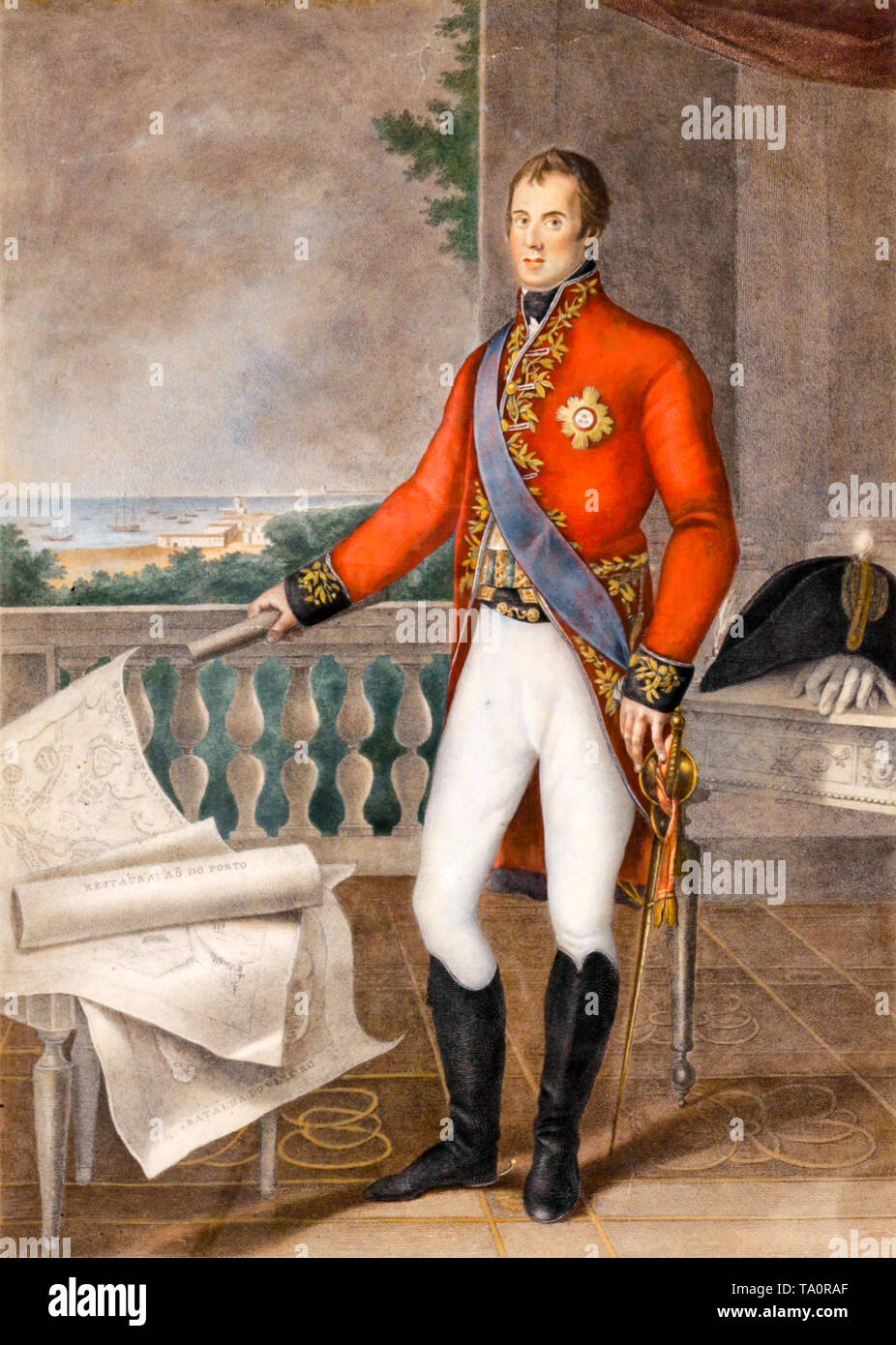 Der Herzog von Wellington, Porträt in Uniform, Gravur von Francesco Bartolozzi, C. 1810 Stockfoto