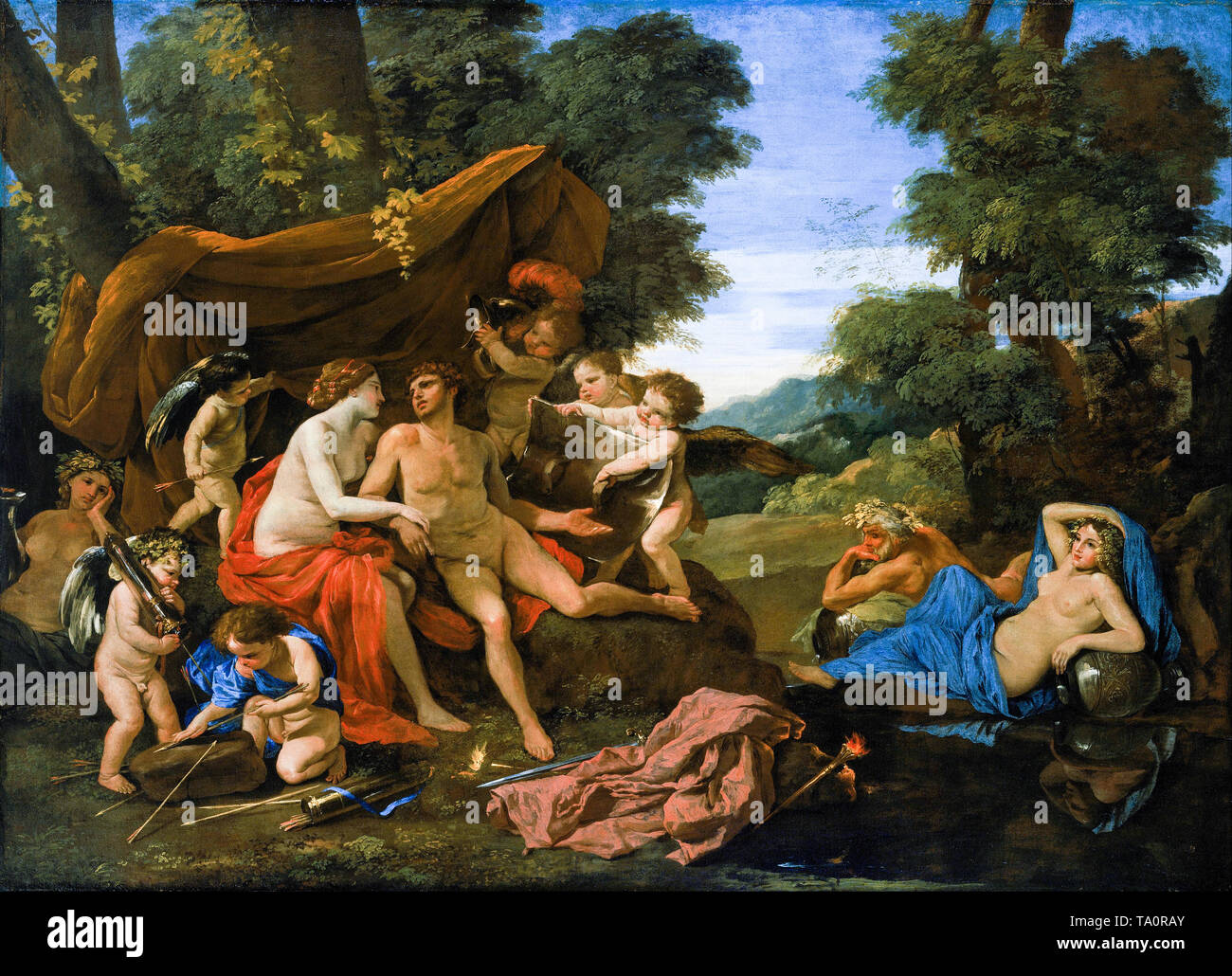 Nicolas Poussin, Mars und Venus, Französische Barockmalerei, um 1630 Stockfoto